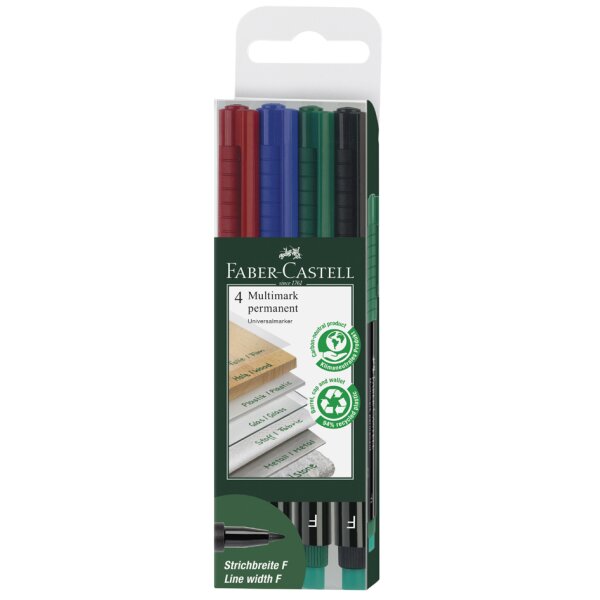 FABER-CASTELL Permanent-Marker MULTIMARK F, 4er Etui
