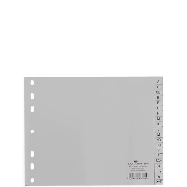 DURABLE Kunststoff-Register, A-Z, A4 halbe Höhe, 20-teilig