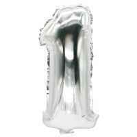 PAPSTAR Folienballon "Zahlen", Ziffer: 1, silber