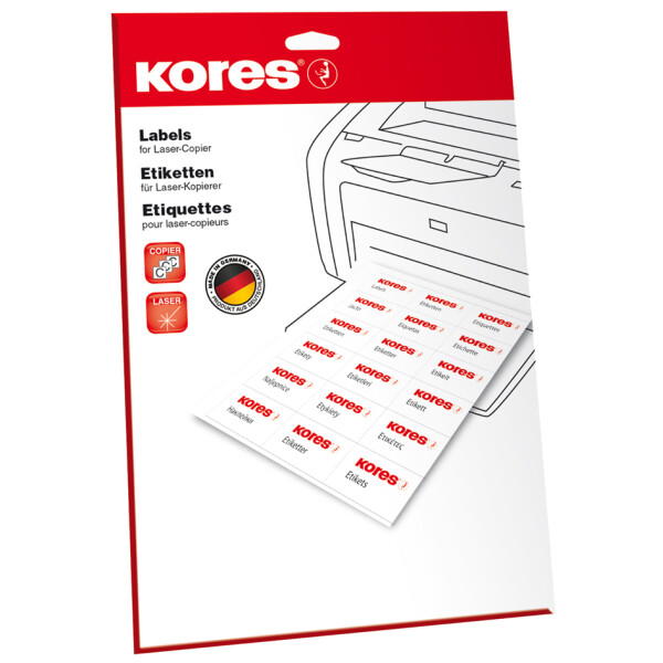 Kores Universal-Etiketten, 38 x 21,2 mm, weiß, 25 Blatt