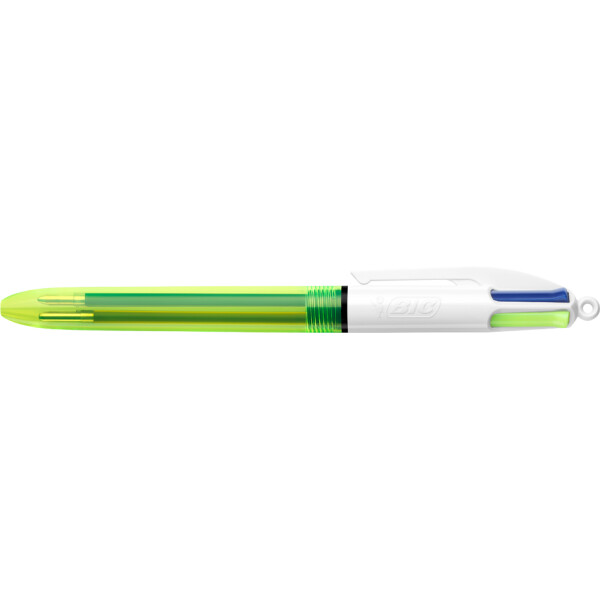 BIC Druckkugelschreiber 4 Colours Fluo, neongelb weiß