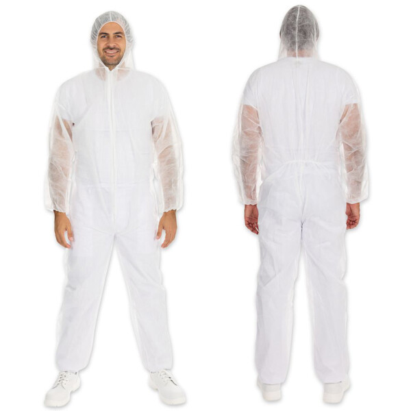 HYGONORM PP-Overall LIGHT mit Kapuze, weiß, XL