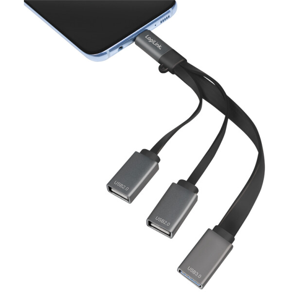 LogiLink USB 3.0 Hub mit USB-C 3.1 Gen1 Anschluss, 3-Port