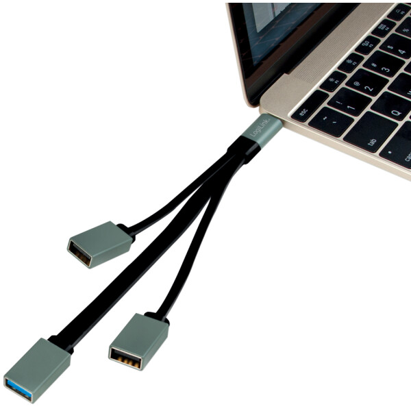 LogiLink USB 3.0 Hub mit USB-C 3.1 Gen1 Anschluss, 3-Port