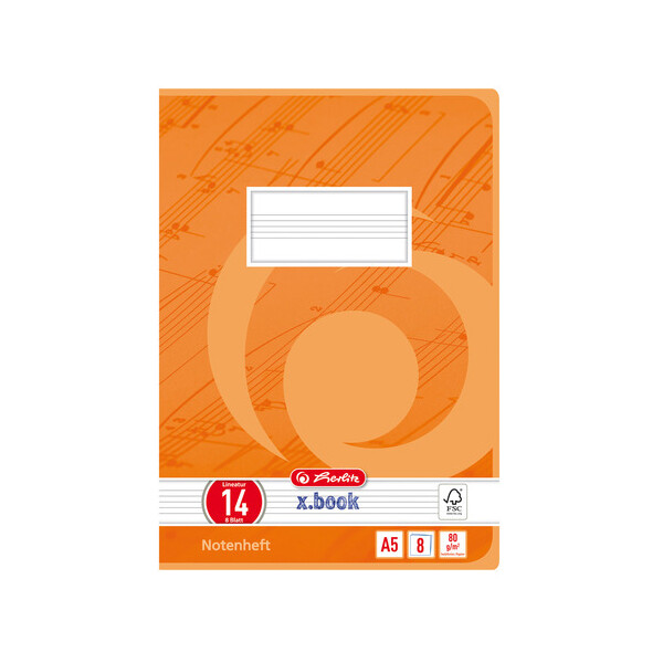 herlitz Notenheft x.book, DIN A5, Lineatur 14, 8 Blatt