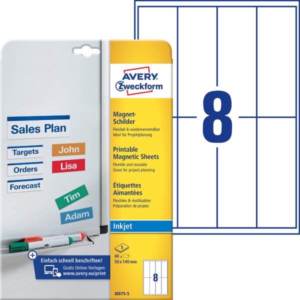 AVERY Inkjet-Magnetschild, (B)78 x (H)28 mm