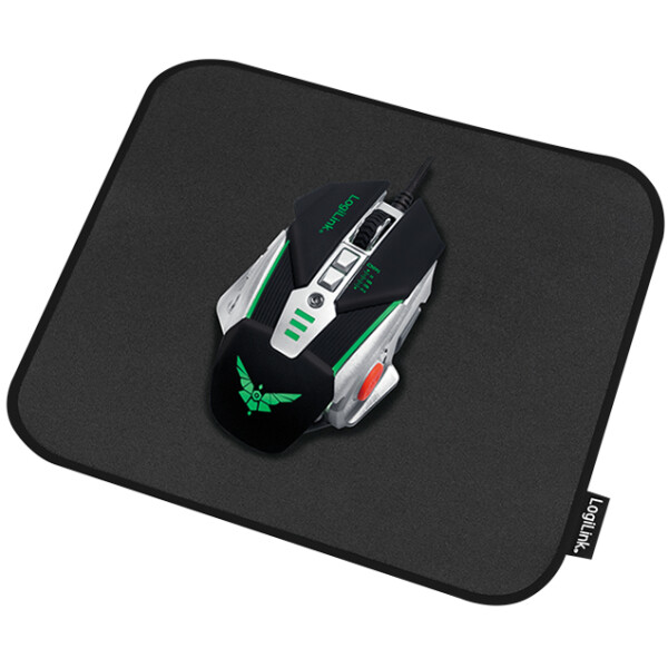 LogiLink Gaming Maus Pad, vernähte Kanten, Größe M, schwarz