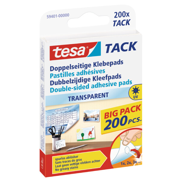 tesa TACK Klebepads, transparent, beidseitig klebend