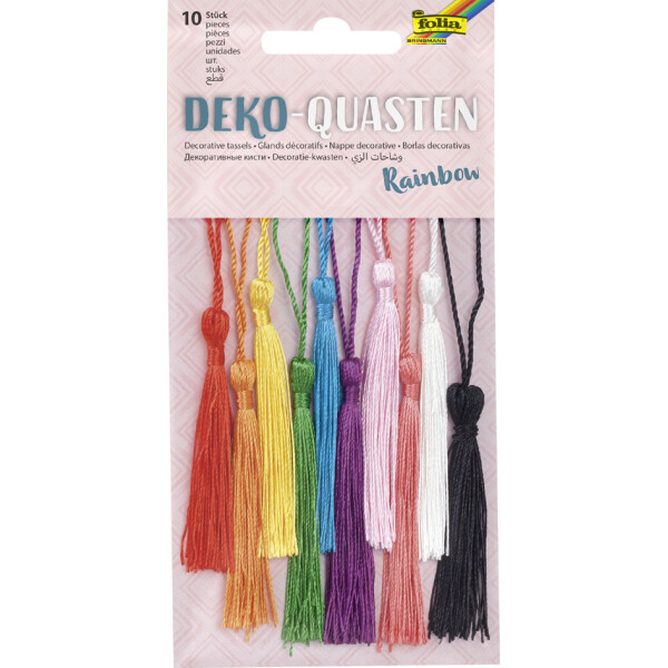 folia Deko-Quasten "RAINBOW", 10-farbig sortiert