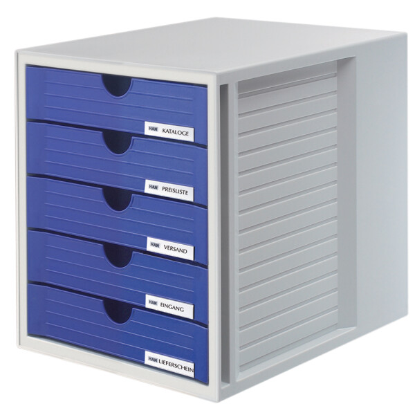 HAN Schubladenbox SYSTEMBOX, 5 Schübe, lichtgrau blau