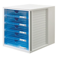 HAN Schubladenbox SYSTEMBOX, 5 Schübe, lichtgrau blau