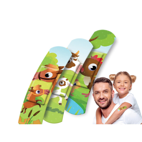 Lifemed Kinder-Pflaster-Strips "Farmtiere", 40er Metallbox