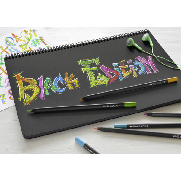 FABER-CASTELL Dreikant-Buntstifte Black Edition, 24er Etui