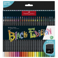 FABER-CASTELL Dreikant-Buntstifte Black Edition, 24er Etui