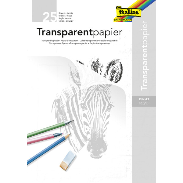 folia Transparentpapier-Block, DIN A3, 80 g qm, 25 Blatt
