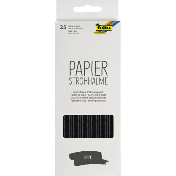 folia Papier-Trinkhalm "BLACK", Länge: 200 mm