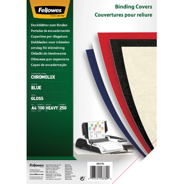 Fellowes Deckblatt Chromolux, glänzend, DIN A4, weiß