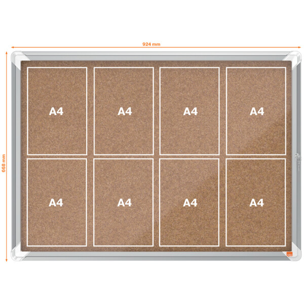 nobo Schaukasten Premium Plus, Kork-Rückwand, 8 x DIN A4