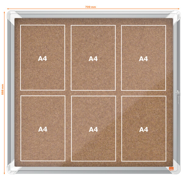 nobo Schaukasten Premium Plus, Kork-Rückwand, 8 x DIN A4