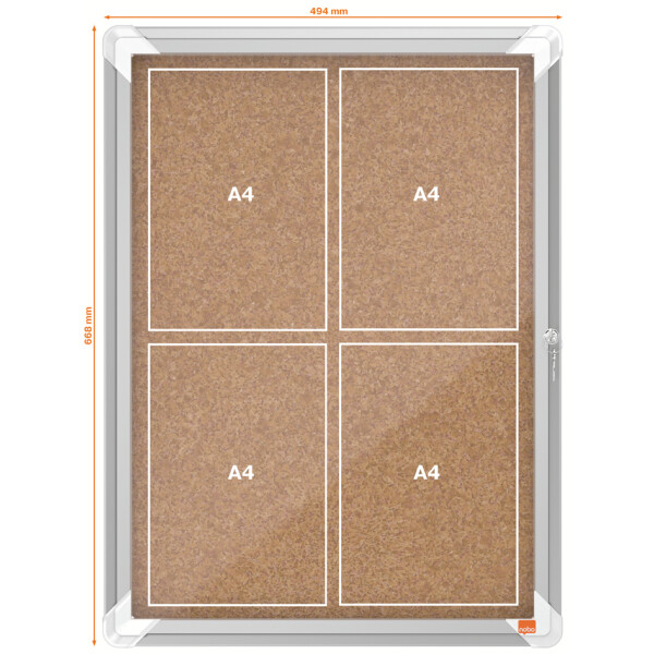 nobo Schaukasten Premium Plus, Kork-Rückwand, 8 x DIN A4