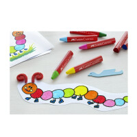 FABER-CASTELL Dreikant-Wachsmalkreide Jumbo, 12er Etui