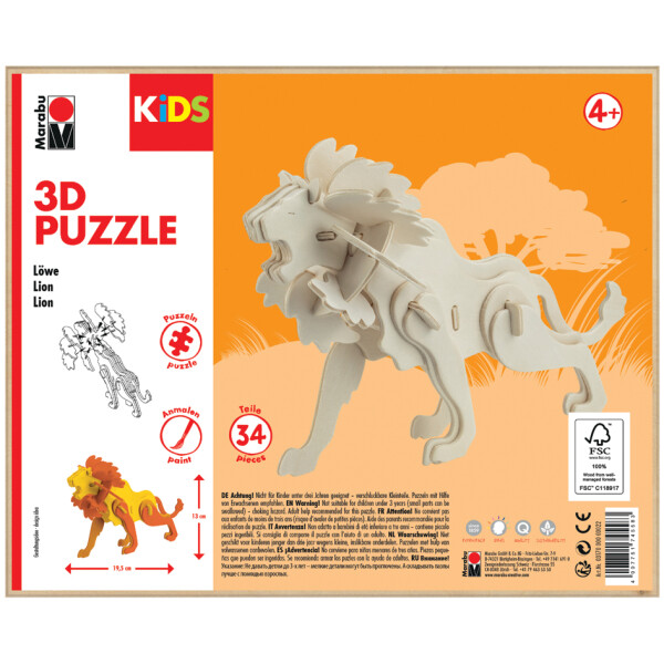 Marabu KiDS 3D Puzzle "Löwe", 34 Teile