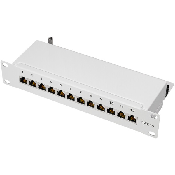 LogiLink 10" Patch Panel Kat. 6A, 12-Ports, schwarz, 1HE