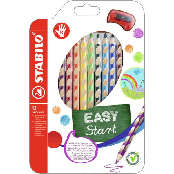 STABILO Dreikant-Buntstifte EASYcolors R, 12er Kartonetui