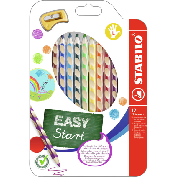STABILO Dreikant-Buntstifte EASYcolors R, 12er Kartonetui