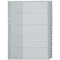 LEITZ Kunststoff-Register, Zahlen, A4 Überbreite,...
