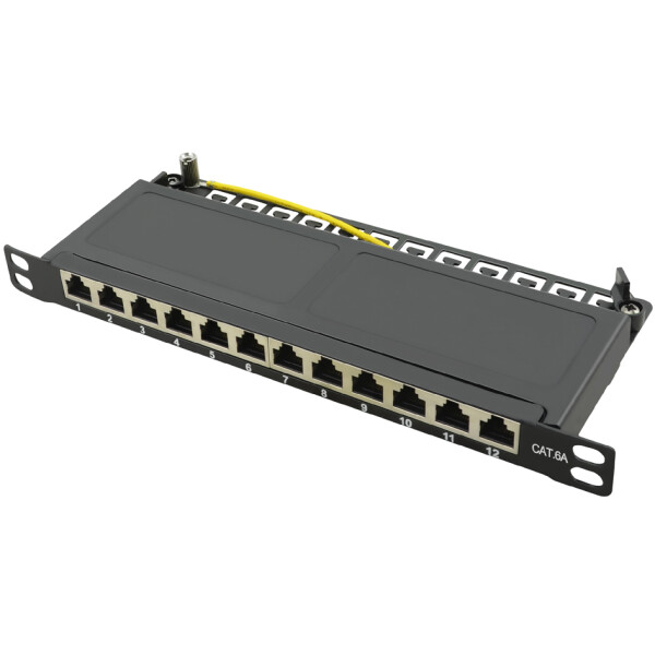 LogiLink 10" Patch Panel Kat.6A, 12 Ports, lichtgrau, 0,5 HE