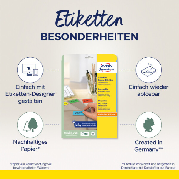 AVERY Zweckform Mini-Etiketten, 45,7 x 21,2 mm, grün