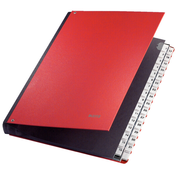 LEITZ Pultordner, A4, 1-31, 32 Fächer, Kunststoff, rot