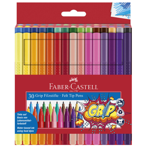 FABER-CASTELL Fasermaler GRIP COLOUR MARKER, 30er Etui