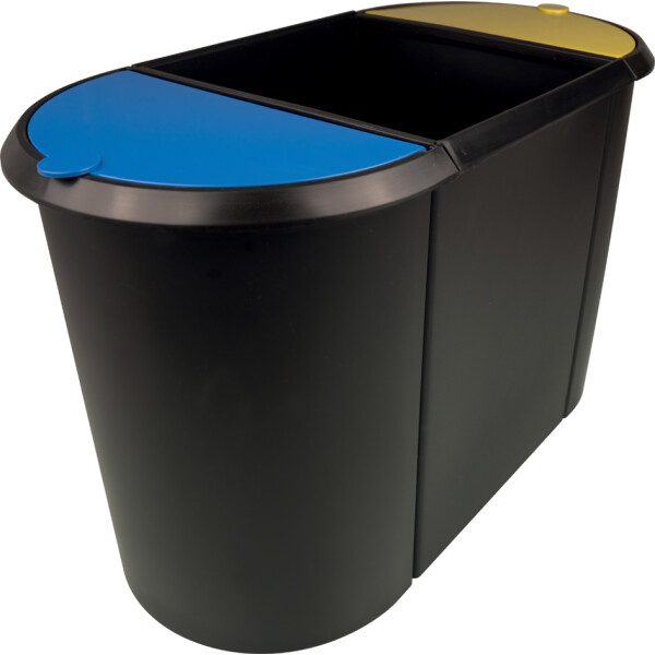 helit Papierkorb "the triple", oval, PE, schwarz rot blau