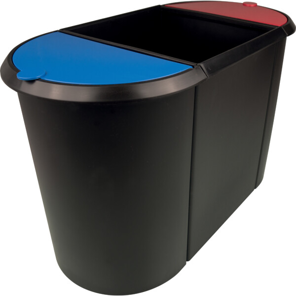 helit Papierkorb "the triple", oval, PE, schwarz rot blau