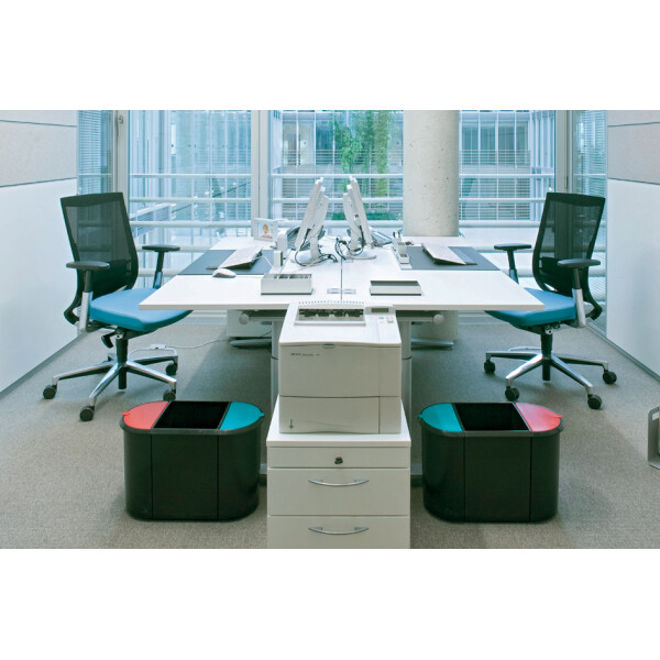 helit Papierkorb "the triple", oval, PE, schwarz rot blau