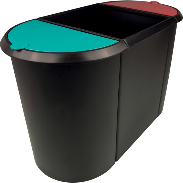 helit Papierkorb "the triple", oval, PE, schwarz rot blau