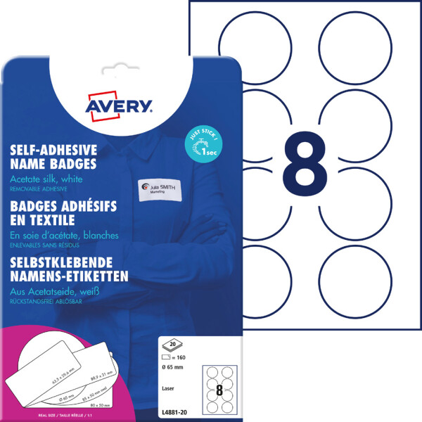 AVERY Zweckform Namensetiketten, 88,9 x 31 mm, weiß