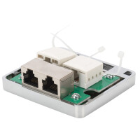 DIGITUS Aufputzdose Kat.6, 2 x RJ45, geschirmt, silber