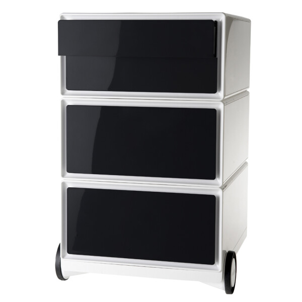 PAPERFLOW Rollcontainer easyBox, 4 Sch&uuml;be, wei&szlig; anthrazit
