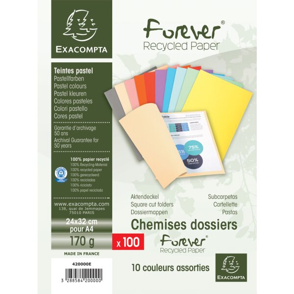 EXACOMPTA Aktendeckel FOREVER 180, DIN A4, hellblau