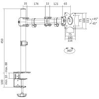 LogiLink Monitorhalterung, Armlänge: 428 mm, schwarz