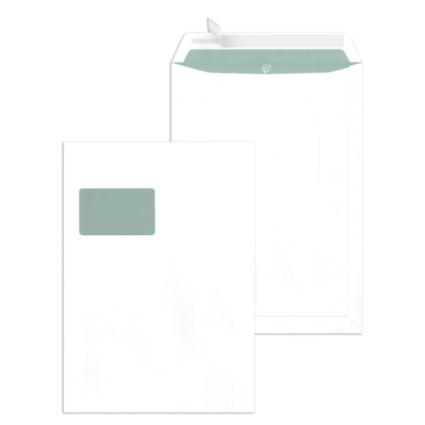 MAILmedia Versandtasche C4 haftklebend, mit Fenster, weiß