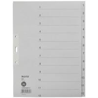 LEITZ Tauenpapier-Register, Zahlen, A4 Überbreite, 1-10,grau