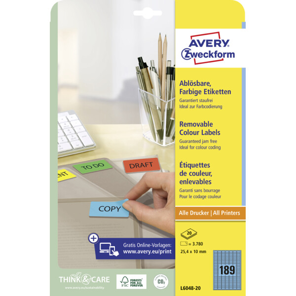 AVERY Zweckform Universal-Etiketten, 63,5 x 33,9 mm, grün