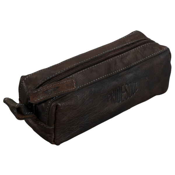 PRIDE&SOUL Schlamper-Etui, aus Leder, dunkelbraun