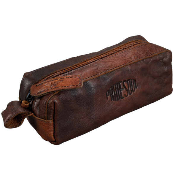 PRIDE&SOUL Schlamper-Etui, aus Leder, dunkelbraun