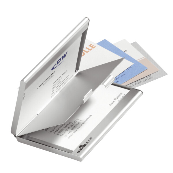 DURABLE Visitenkarten-Etui BUSINESS CARD BOX DUO, mattsilber