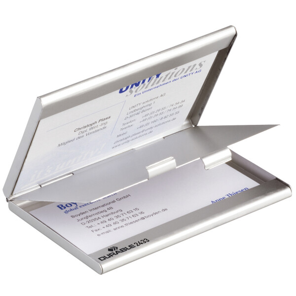 DURABLE Visitenkarten-Etui BUSINESS CARD BOX DUO, mattsilber